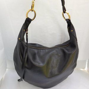 Gucci Black Leather Hobo Bag with Gold Accents